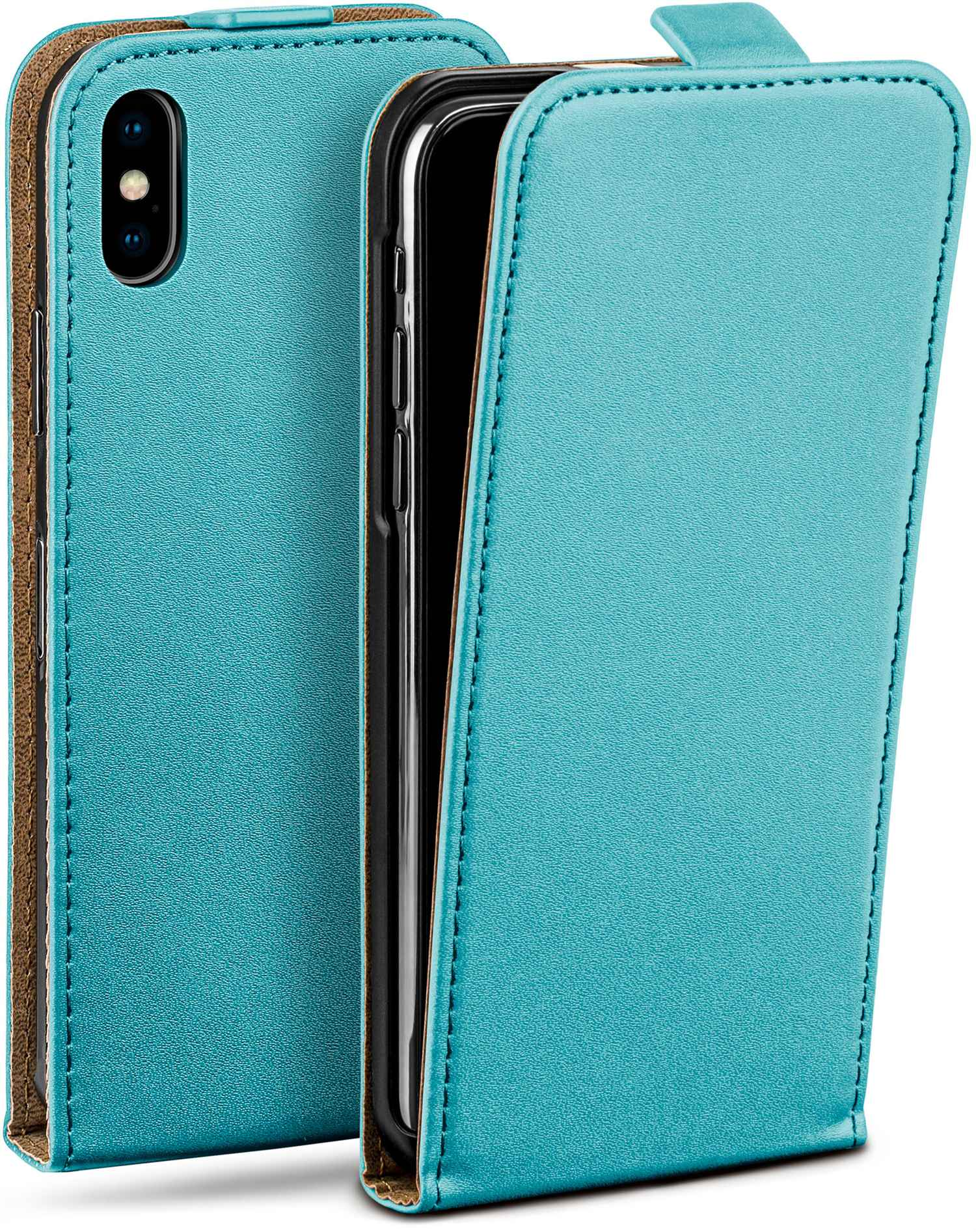 MOEX Flip Case, Flip Cover, Aqua-Cyan Apple, iPhone X