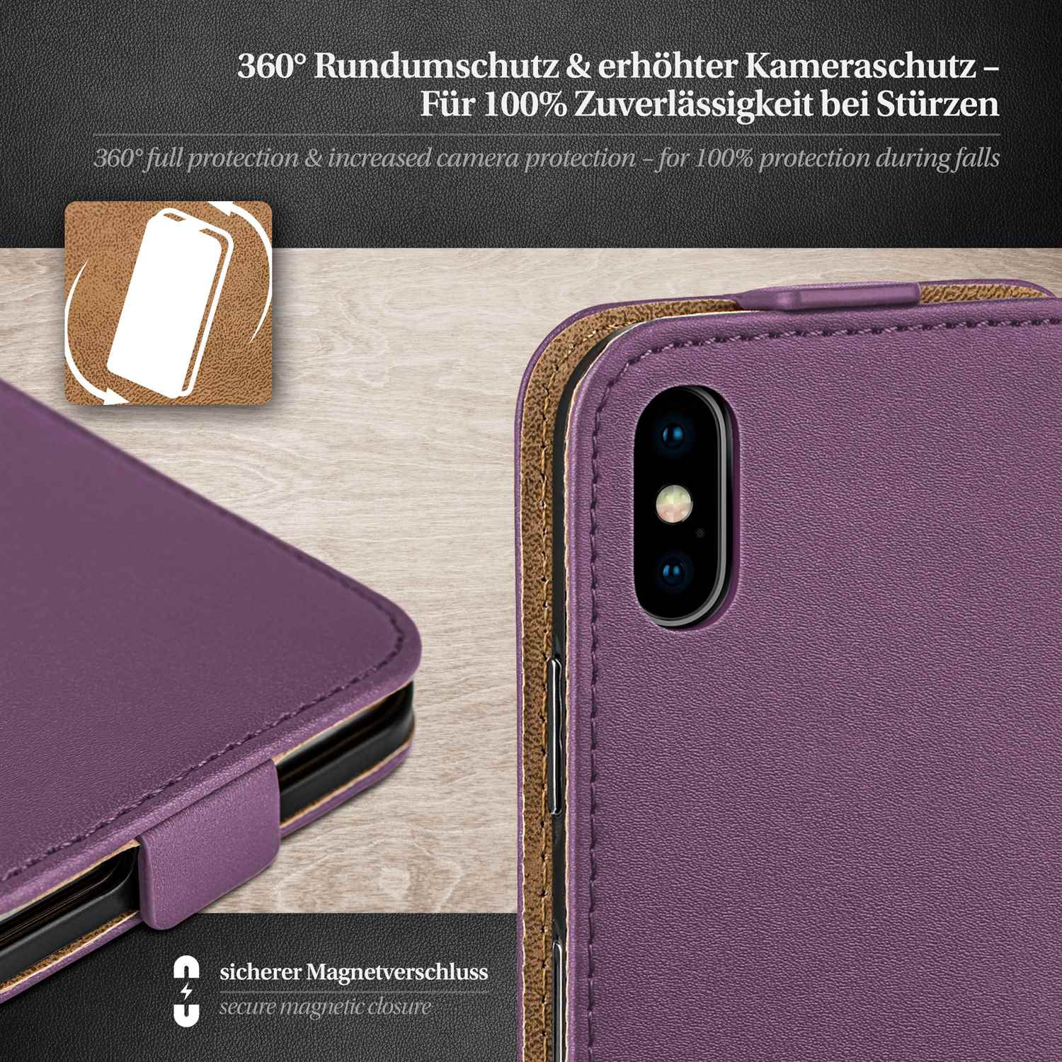 MOEX Flip Case, Flip Cover, X, Apple, iPhone Indigo-Violet