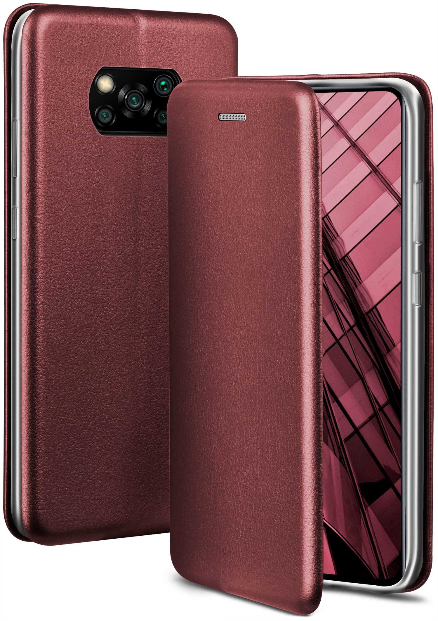 - X3 Case, Poco Red Pro, ONEFLOW Xiaomi, Burgund Cover, Flip Business