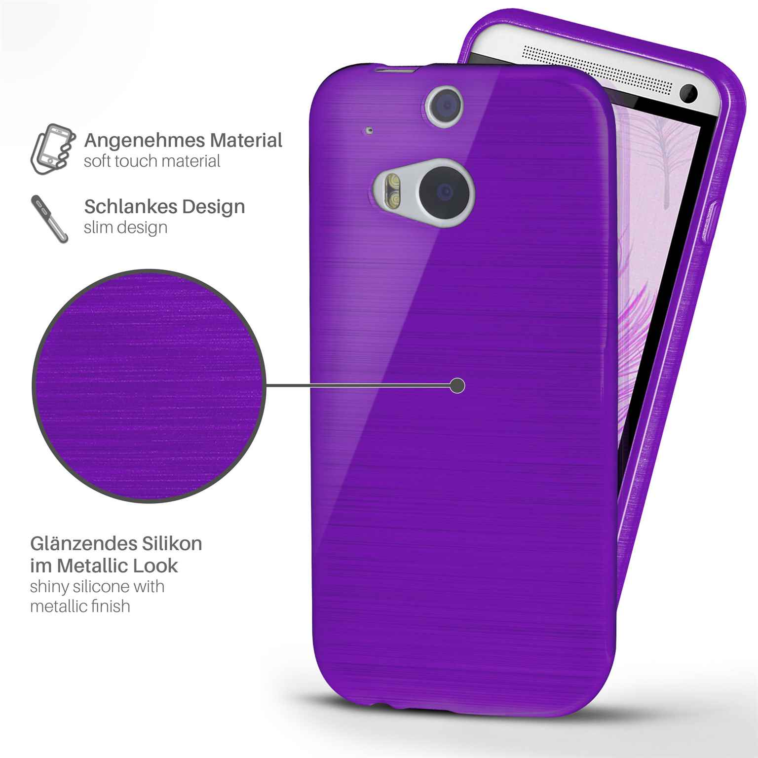 MOEX Brushed Purpure-Purple One Case, Backcover, HTC, M8s