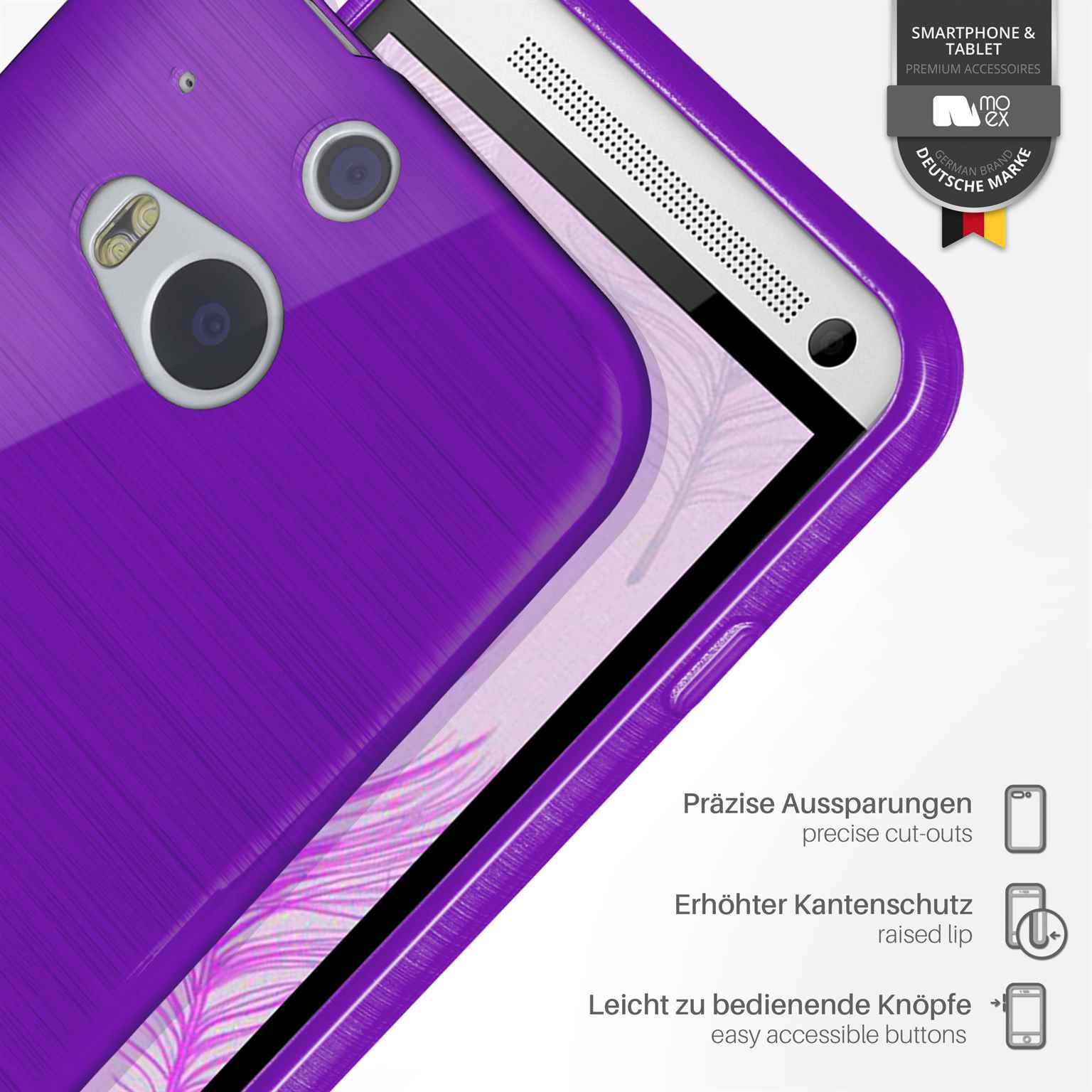 Case, Brushed Backcover, One HTC, Purpure-Purple M8s, MOEX