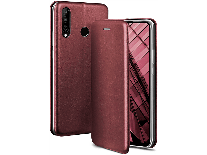 ONEFLOW Business Case, P30 Lite New Cover, Burgund Huawei, Red - Flip Edition