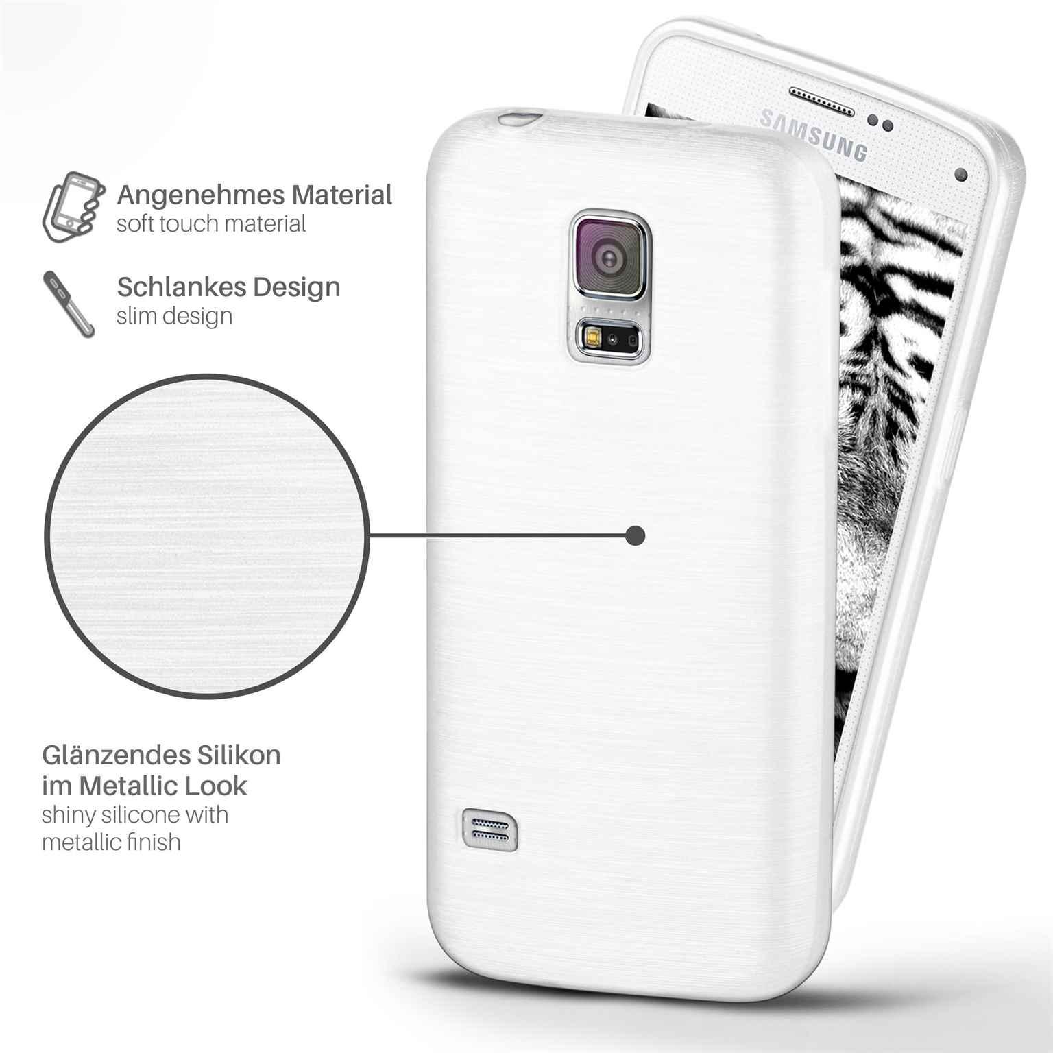 Brushed Pearl-White Galaxy Case, S5, Backcover, MOEX Samsung,