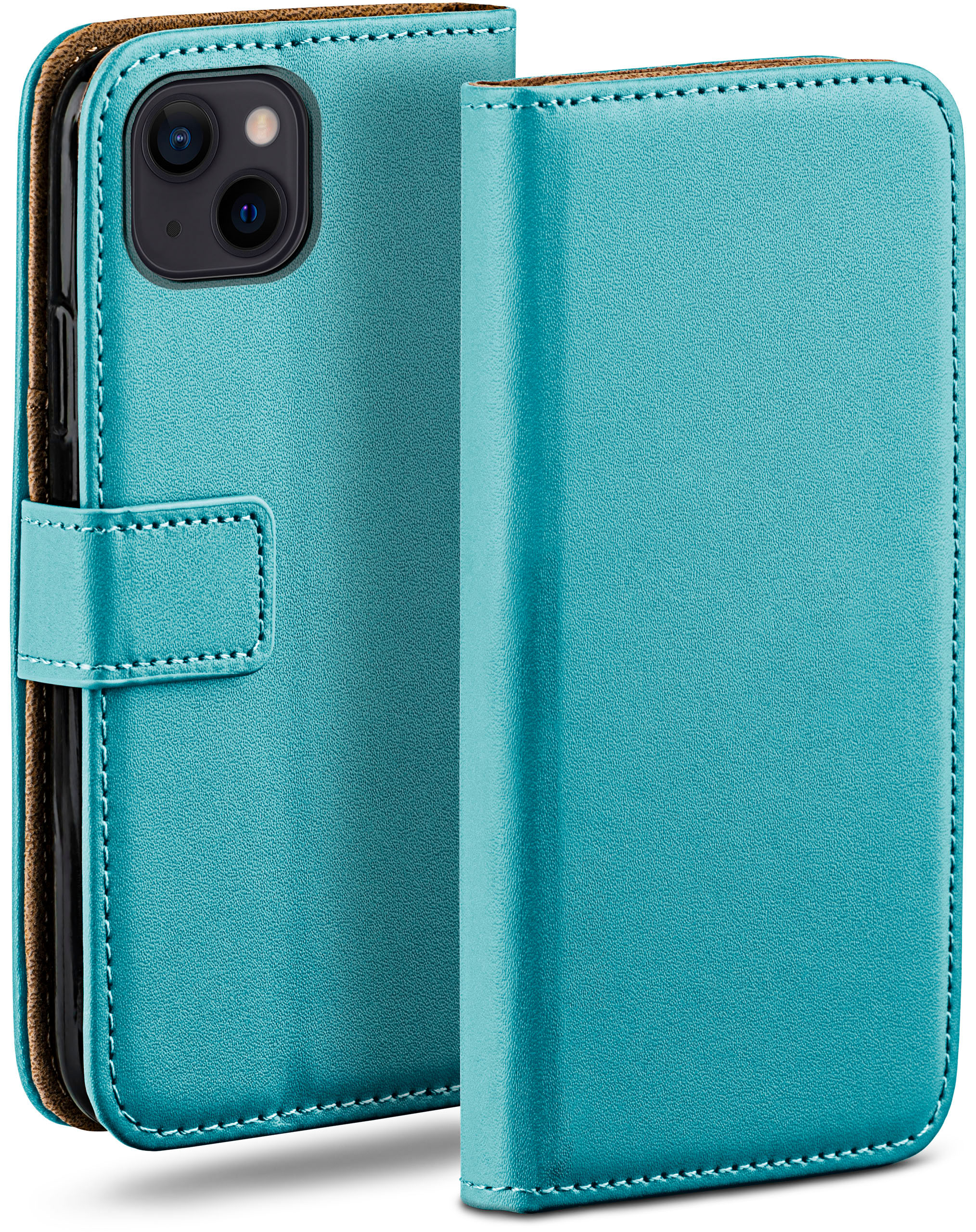 MOEX Book Bookcover, mini, iPhone 13 Apple, Case, Aqua-Cyan