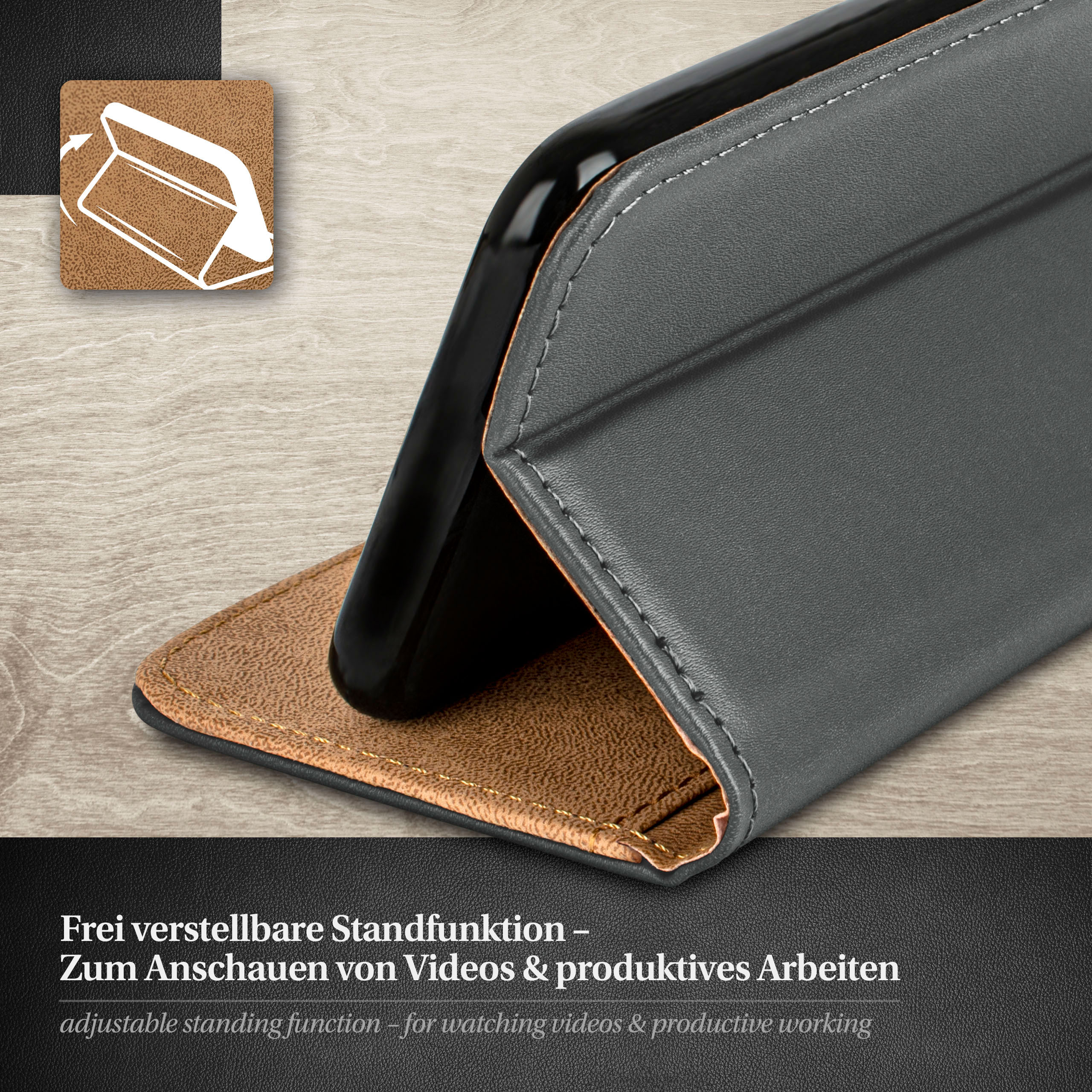 Case, iPhone Bookcover, MOEX Anthracite-Gray Max, Pro Book 14 Apple,
