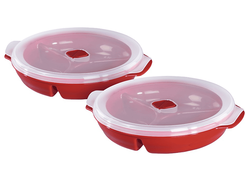 XAVAX 2-teiliges Frischhaltedosen, Mikrowellenteller-Set Rot