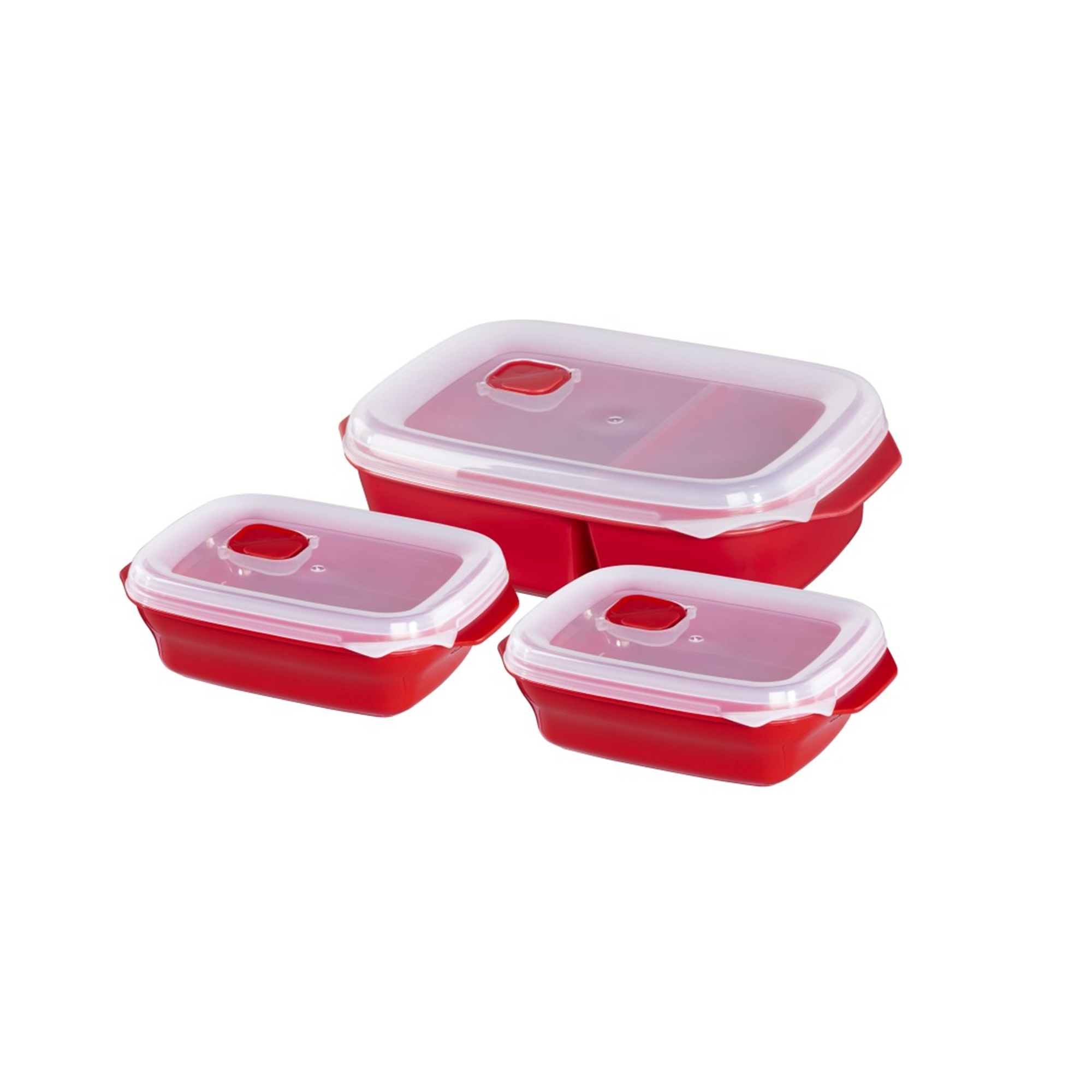 XAVAX 3-teiliges Mikrowellenteller-Set Frischhaltedosen, Rot