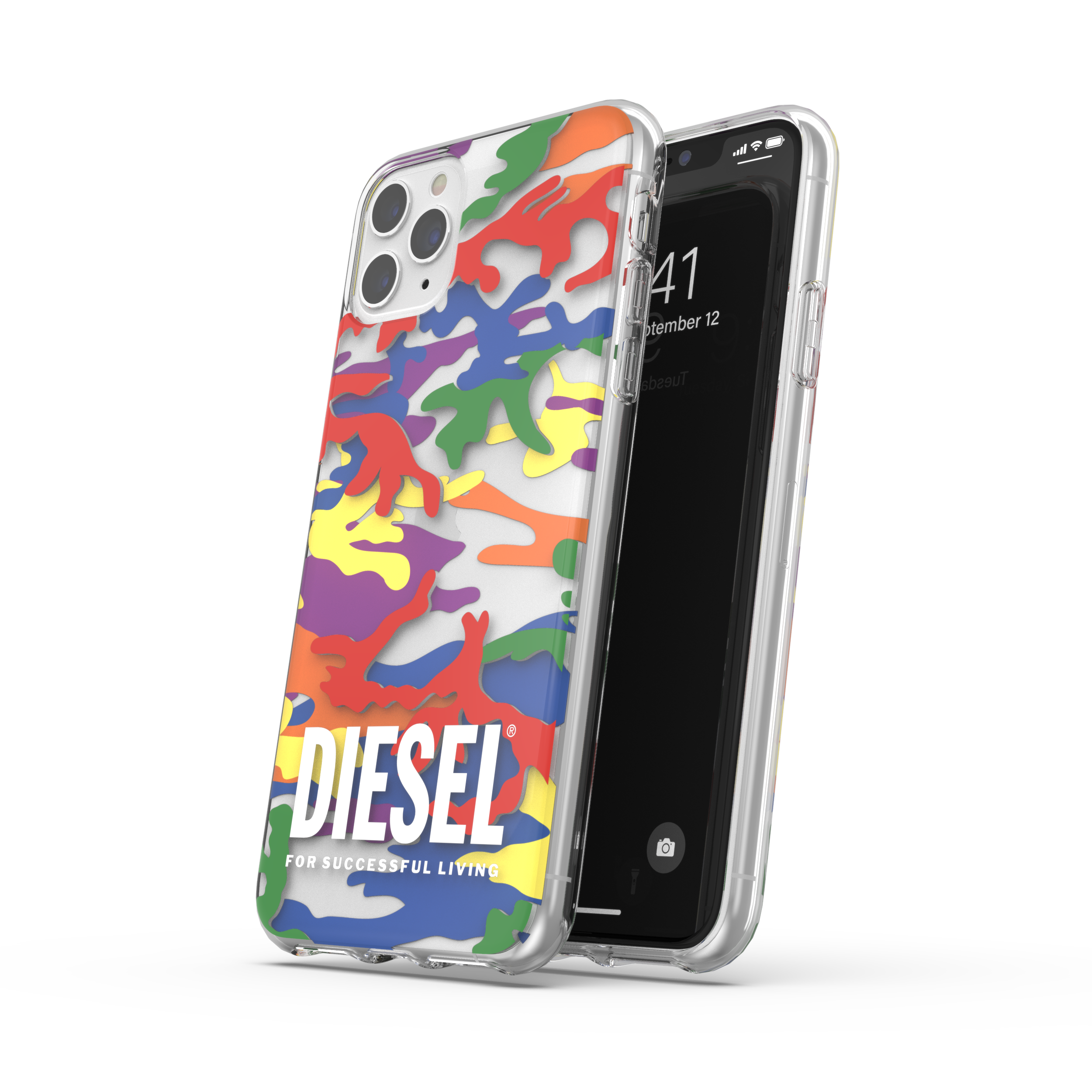 DIESEL Clear APPLE, AOP, PRO MAX, Backcover, Case 12 Camo Pride IPHONE COLOURFUL