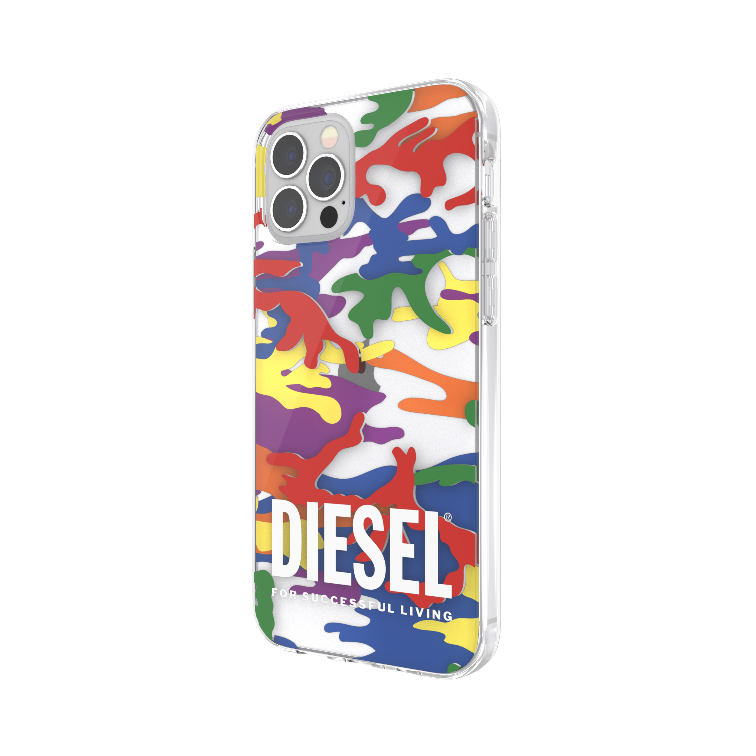 DIESEL Clear Case COLOURFUL IPHONE Backcover, Camo AOP, PRO, APPLE, 12/12 Pride