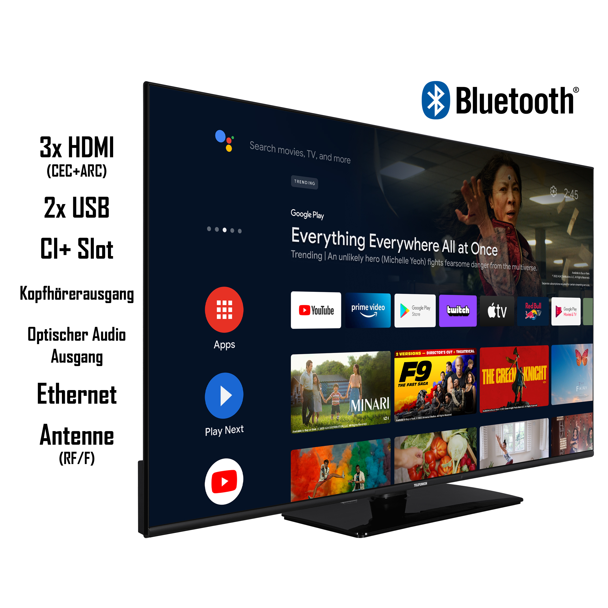 UHD TV) 139 (Flat, / TELEFUNKEN cm, XU55AN754M 4K, TV 55 Zoll LED SMART
