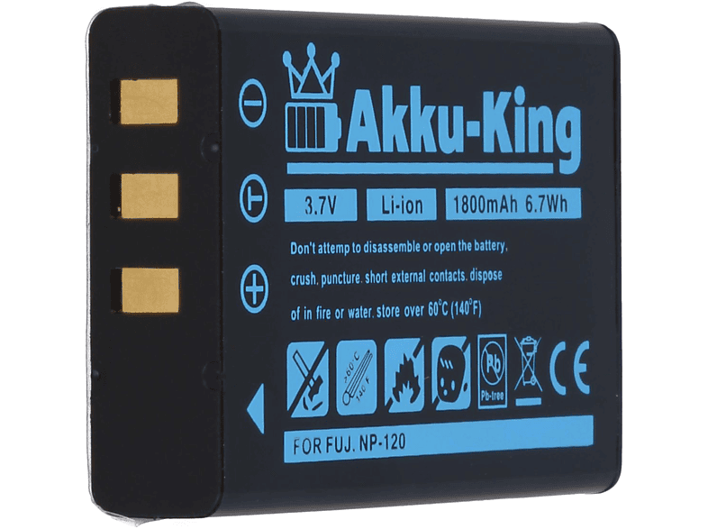 AKKU-KING Akku kompatibel mit Fuji NP-120 Li-Ion Kamera-Akku, 3.7 Volt, 1800mAh
