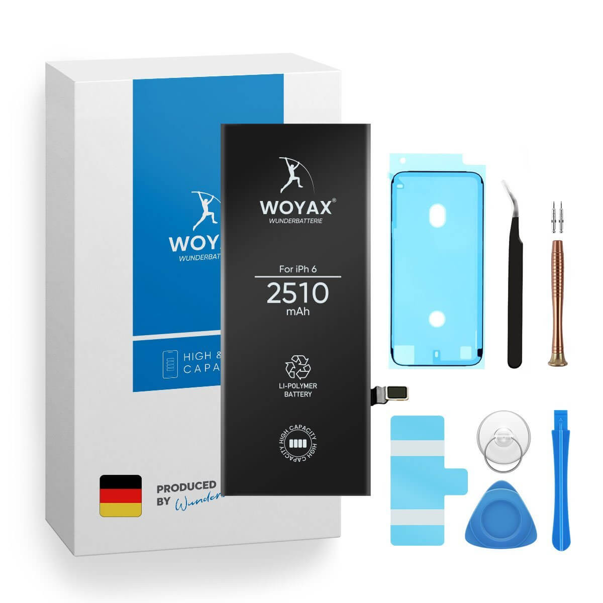 3.82 WOYAX iPhone Li-Ionen Handy-Akku, Kapazität Hohe 2510mAh für Volt, Akku 6 Wunderbatterie