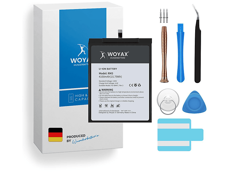 WOYAX Wunderbatterie Akku für Xiaomi Redmi 3 Ersatzakku / BM47 Li-Ionen Handy-Akku, 3.85 Volt, 4100mAh