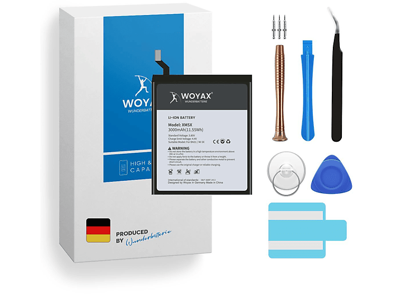 WOYAX Wunderbatterie Akku für Xiaomi Mi 5X Ersatzakku / BN31 Li-Ionen Handy-Akku, 3.85 Volt, 3000mAh