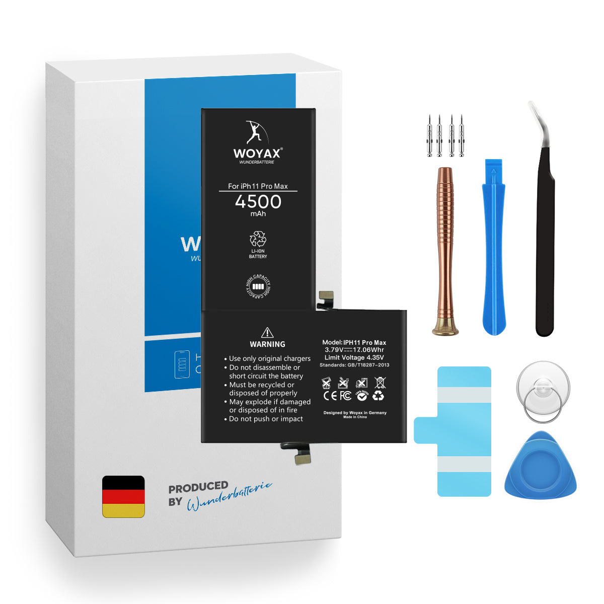 WOYAX Wunderbatterie iPhone Ersatzakku Hohe Akku für 11 Pro 3.79 Volt, Kapazität Li-Ionen 4500mAh Handy-Akku, Max