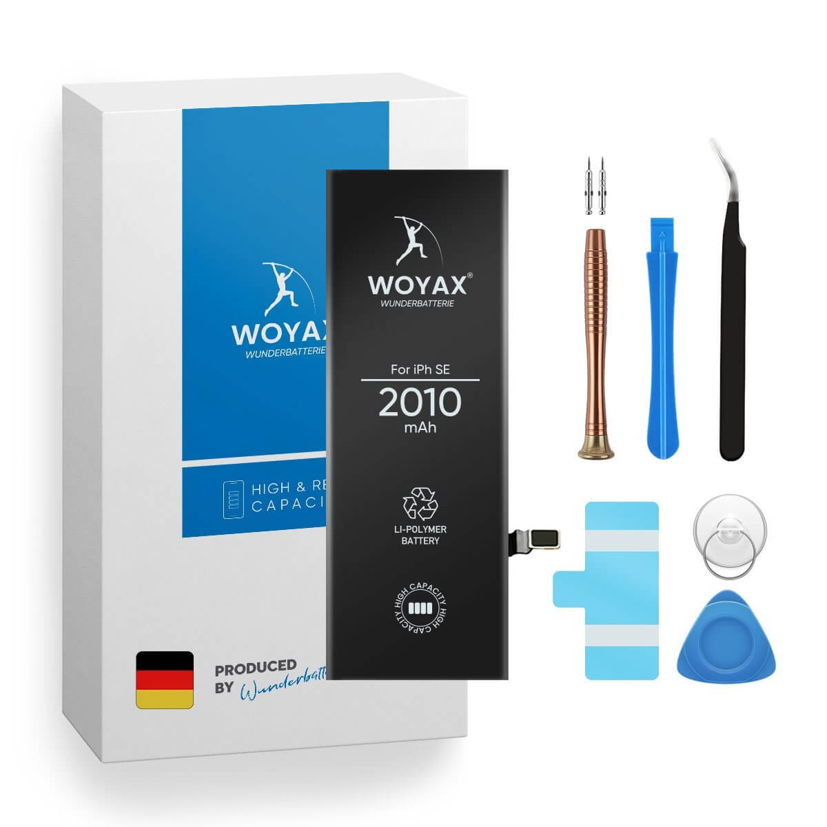 iPhone Hohe Akku Li-Ionen für WOYAX SE Wunderbatterie Kapazität Handy-Akku, (2016) Volt, Ersatzakku 2010mAh 3.82
