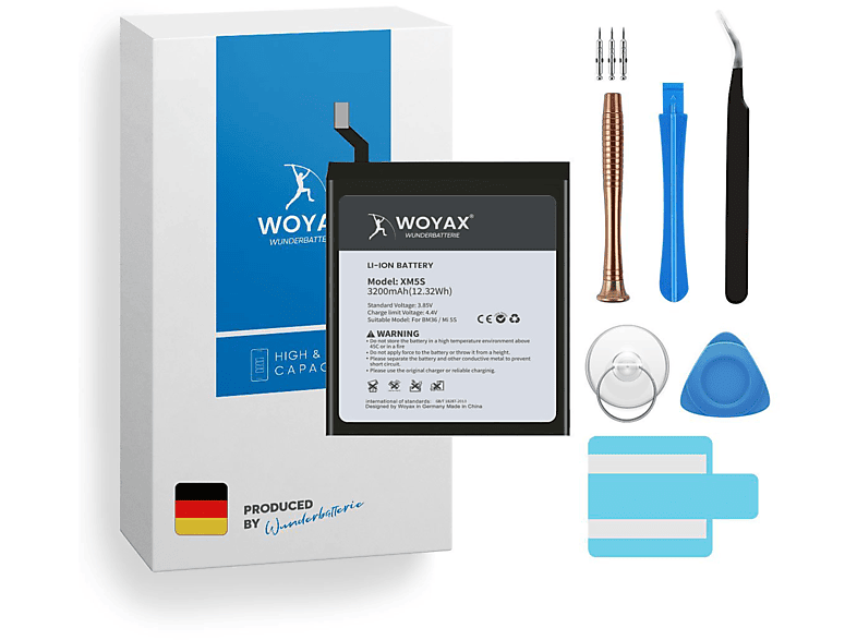 WOYAX Wunderbatterie Akku Handy-Akku, 5S Ersatzakku BM36 Mi 3.85 / Xiaomi für 3200mAh Li-Ionen Volt