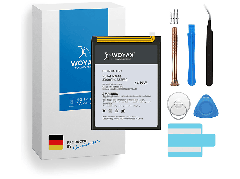 WOYAX Wunderbatterie Akku für Huawei P9 Ersatzakku / HB366481ECW Li-Ionen Handy-Akku, 3.82 Volt, 3000mAh