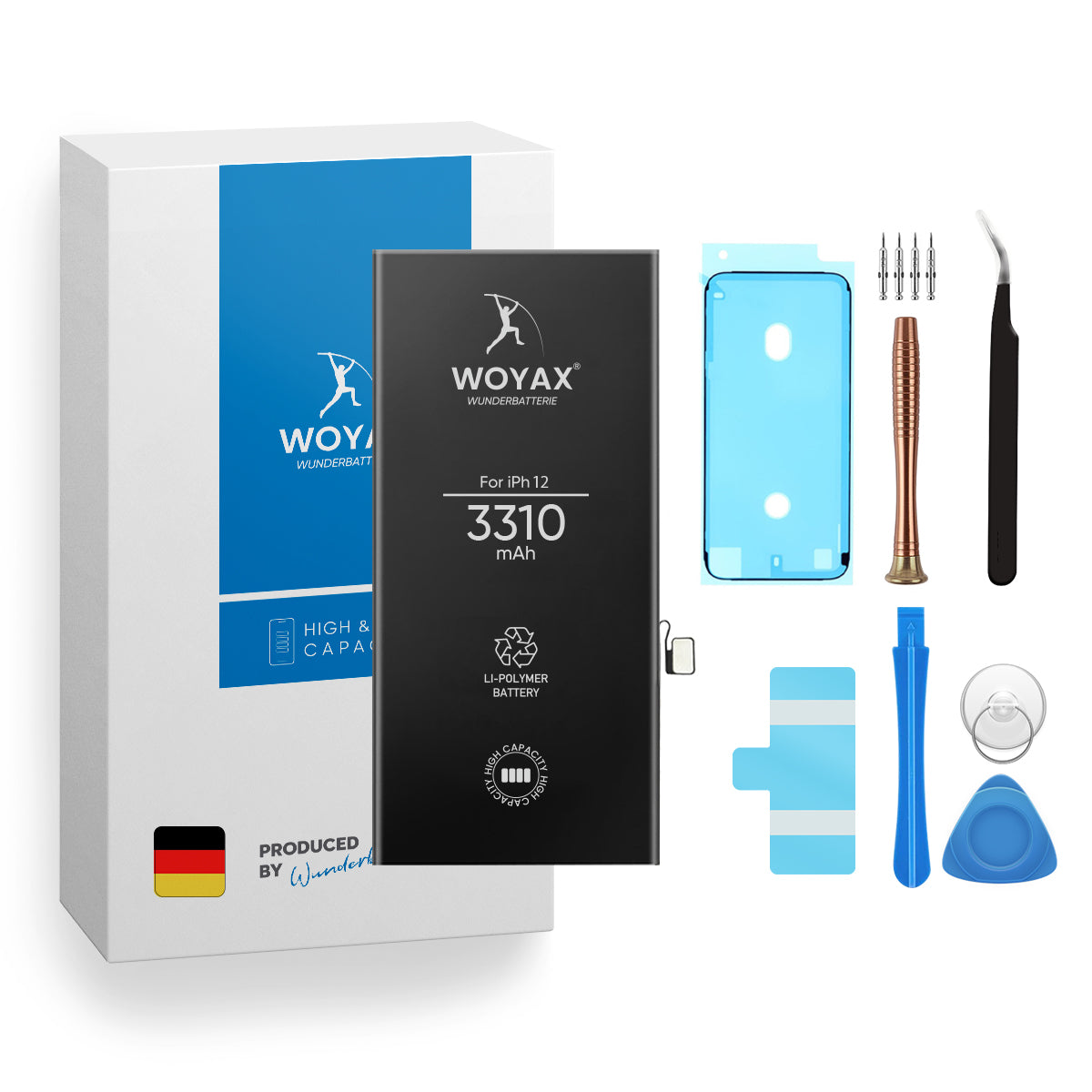 WOYAX Wunderbatterie Ersatzakku Hohe Handy-Akku, Pro für 3.83 iPhone Kapazität / Li-Ionen Akku 12 3310mAh 12 Volt