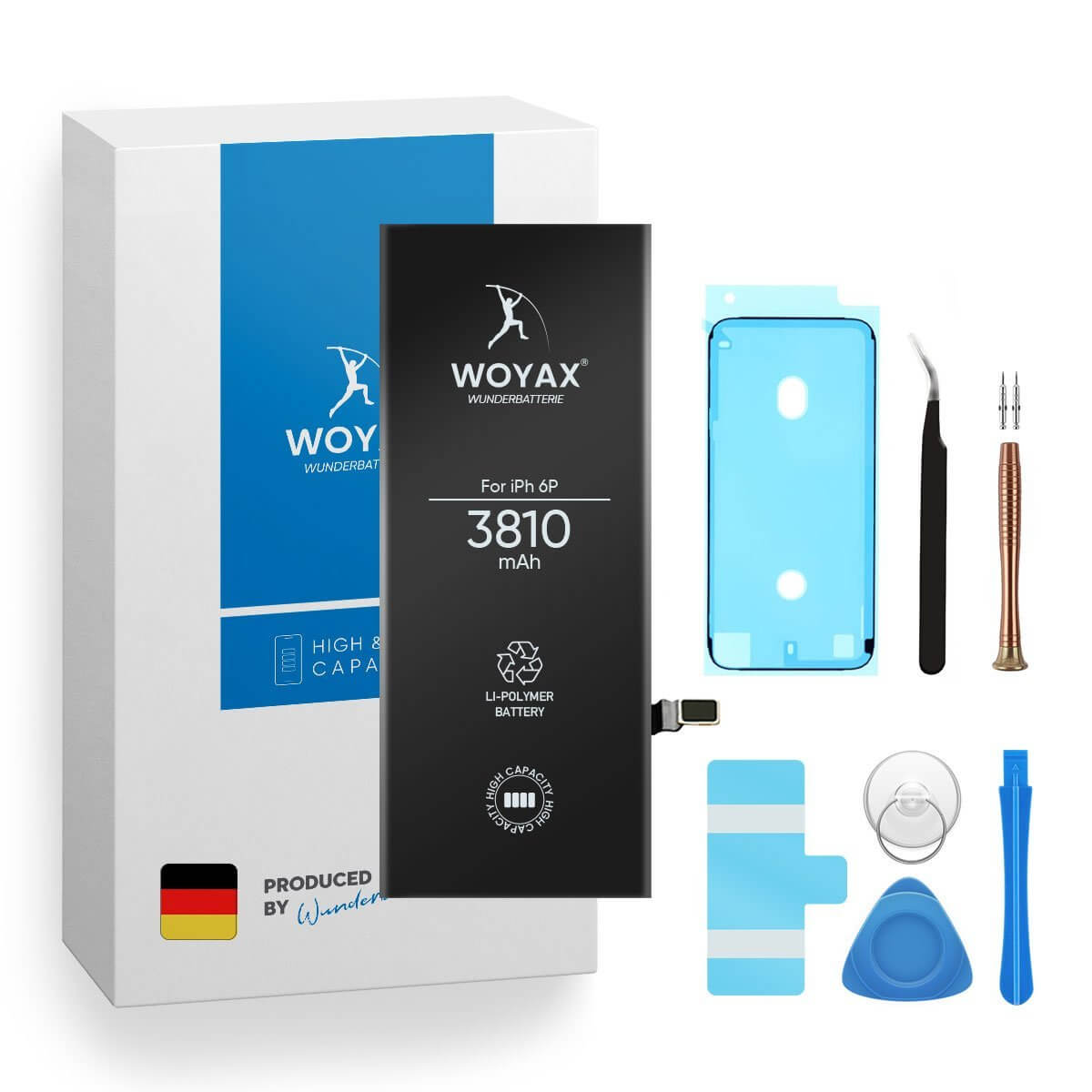 WOYAX Wunderbatterie Li-Ionen iPhone Volt, Ersatzakku Kapazität 3810mAh Hohe Akku 6 3.82 Plus für Handy-Akku