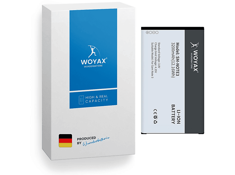WOYAX Wunderbatterie Akku für Samsung Galaxy Note 3 Ersatzakku / EB-B800BEBECWW Li-Ionen Handy-Akku, 3.8 Volt, 3200mAh