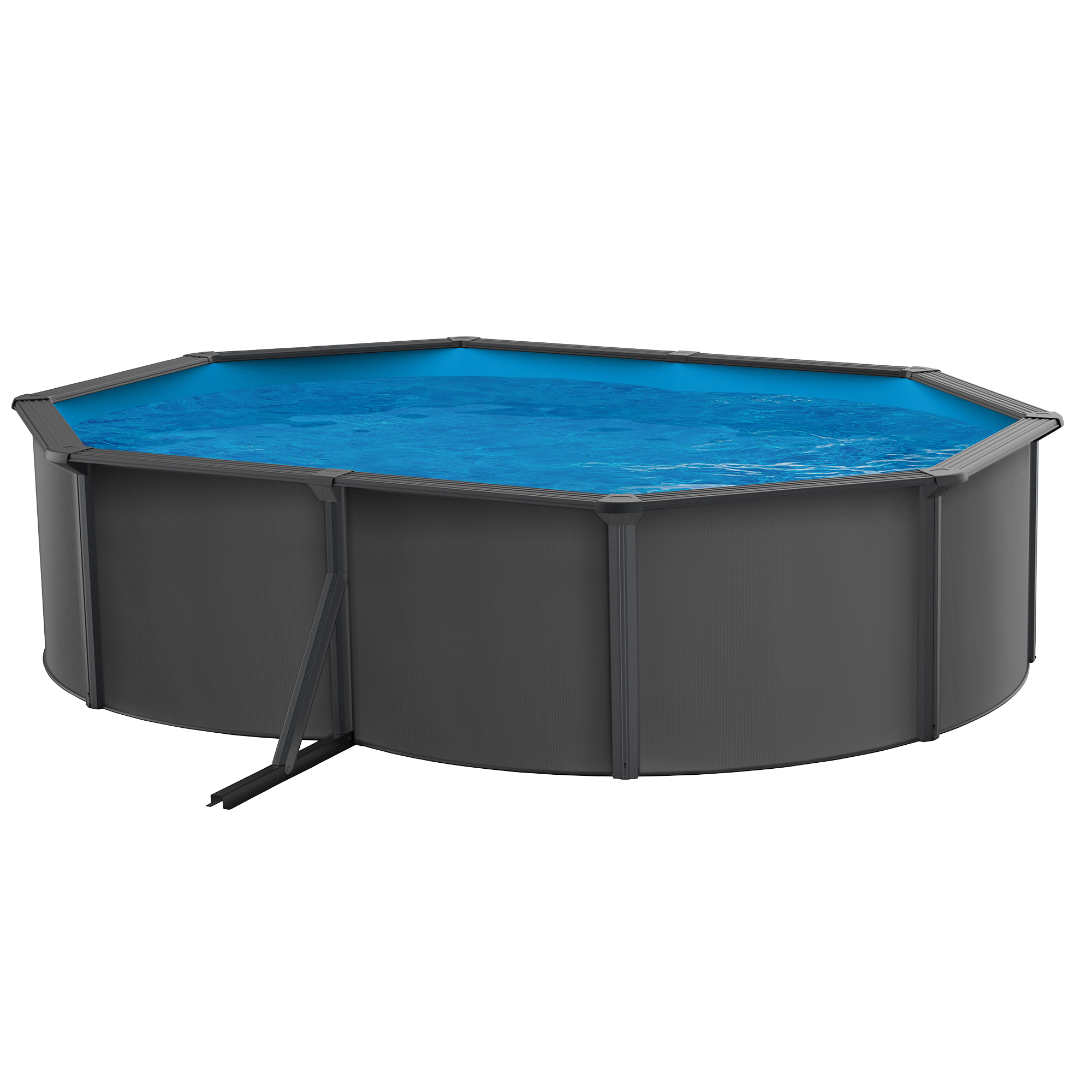 SWIM & FUN Basic Pool, x 120 360 Oval Grey cm, 490 Pool x Anthracite Grau