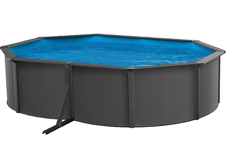 SWIM & FUN Basic Pool Oval 490 x 360 x 120 cm, Anthracite Grey Pool, Grau