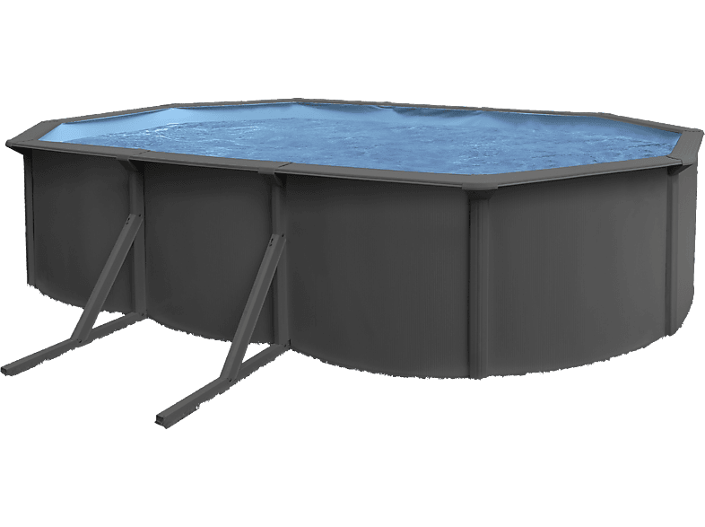 SWIM & FUN Stahlwandpool Basic Pool Oval 610 x 360 x 120 cm, Anthracite