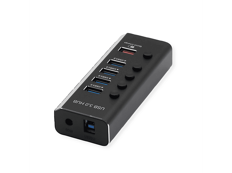 schwarz 1 einzeln + ROLINE 4fach Gen Notebook Ladeport USB Hub (QC), Hub, USB schaltbar, 1x 3.2