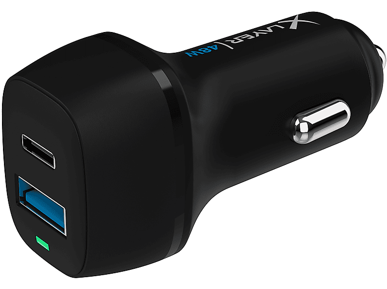 Universell, Charger Dual 18W Kfz-Ladegerät / 48W Typ Car Ladegerät C Black XLAYER Schwarz QC3.0 USB PD