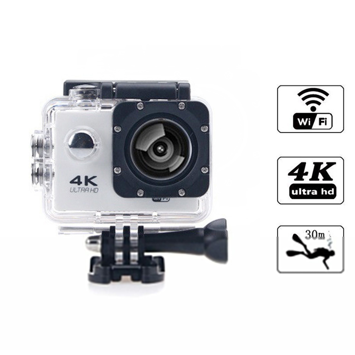 KINSI HD-Kameras,4K-Sportkameras,Unterwasserkameras,30m wasserdicht,WiFi-Synchronisation Action-Kamera