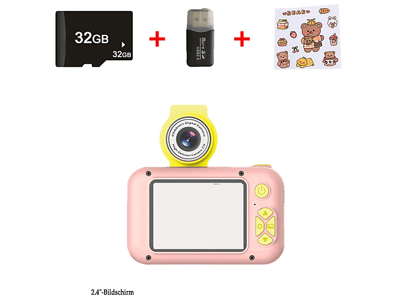 KINSI 40 für Kinderkamera HD-Kamera Kinder, 2.4 Kinderkamera rosa, Kinderspielzeug,Kamera Megapixel, cm 12