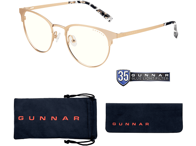 GUNNAR Apex, Gold Marble, Clear Tönung, Premium, Blaulichtfilter, UV-Schutz, Gaming Brille