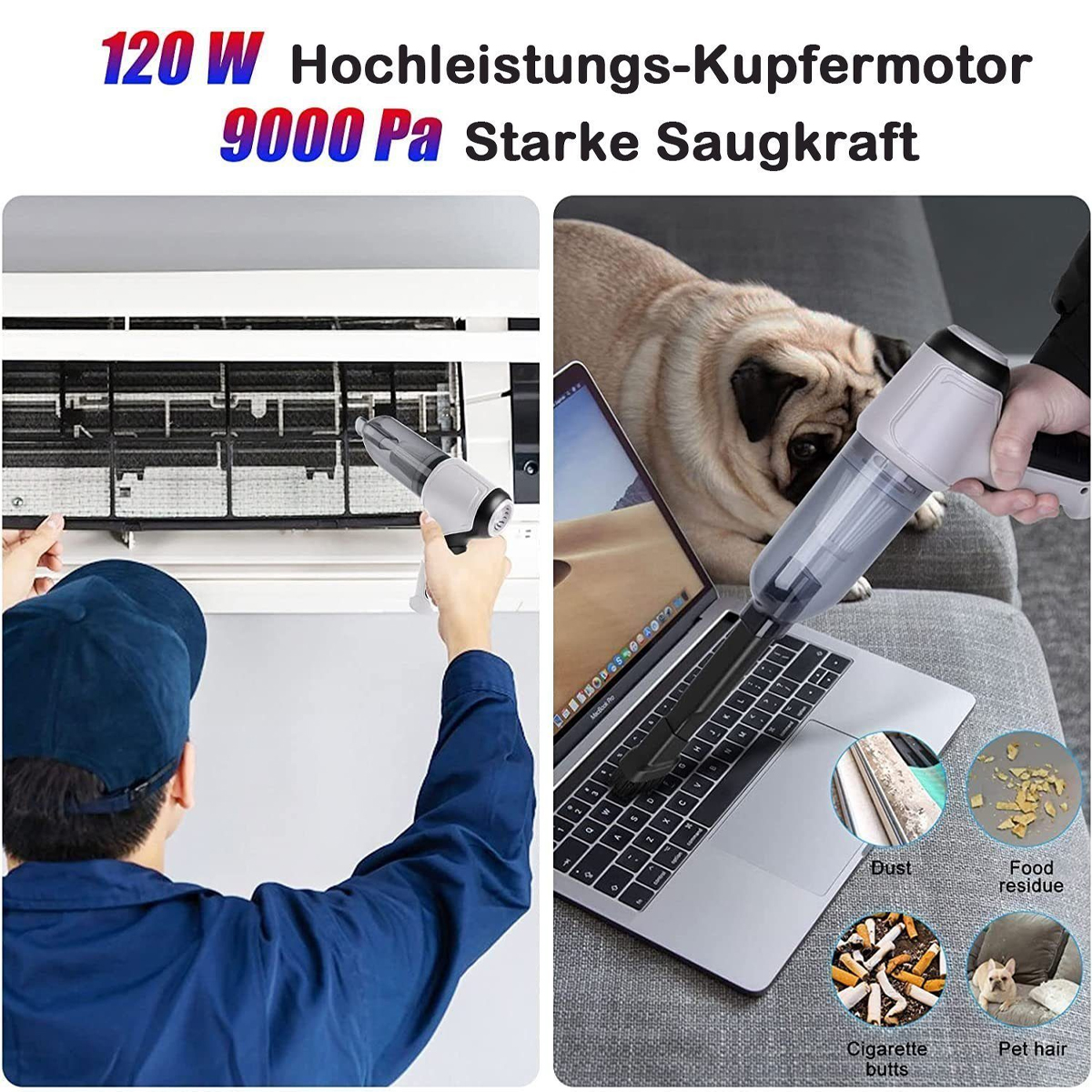 Watt Handstaubsauger, KINSI Auto 3 1 Akku-Handstaubsauger, in Haustierstaubsauger im Akkubetrieb, Handstaubsauger, 120