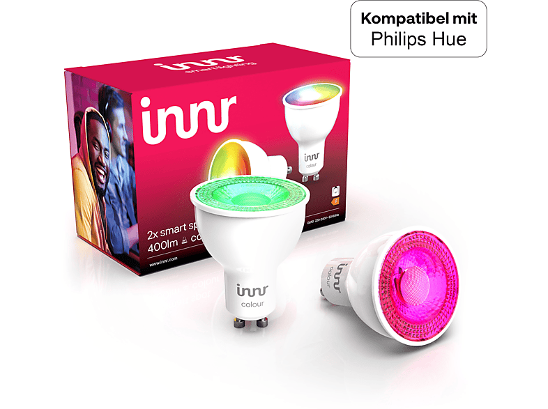 INNR Zigbee GU10 RGBW, Kompatibel mit Philips Hue & Alexa, Smart LED, 2-pack, RS 232 C-2 LED Lampe multicoloured, warm white, cold white, neutral white