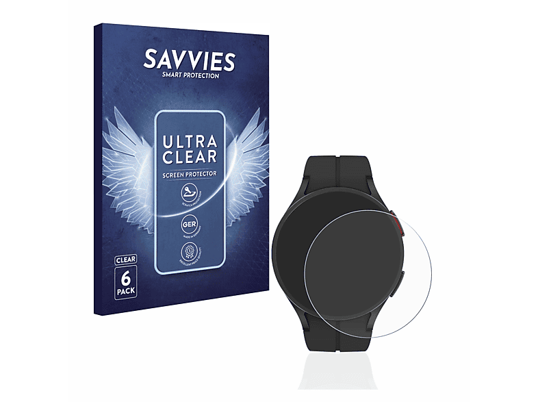 SAVVIES 6x klare Schutzfolie(für Samsung Galaxy Watch 5 Pro)