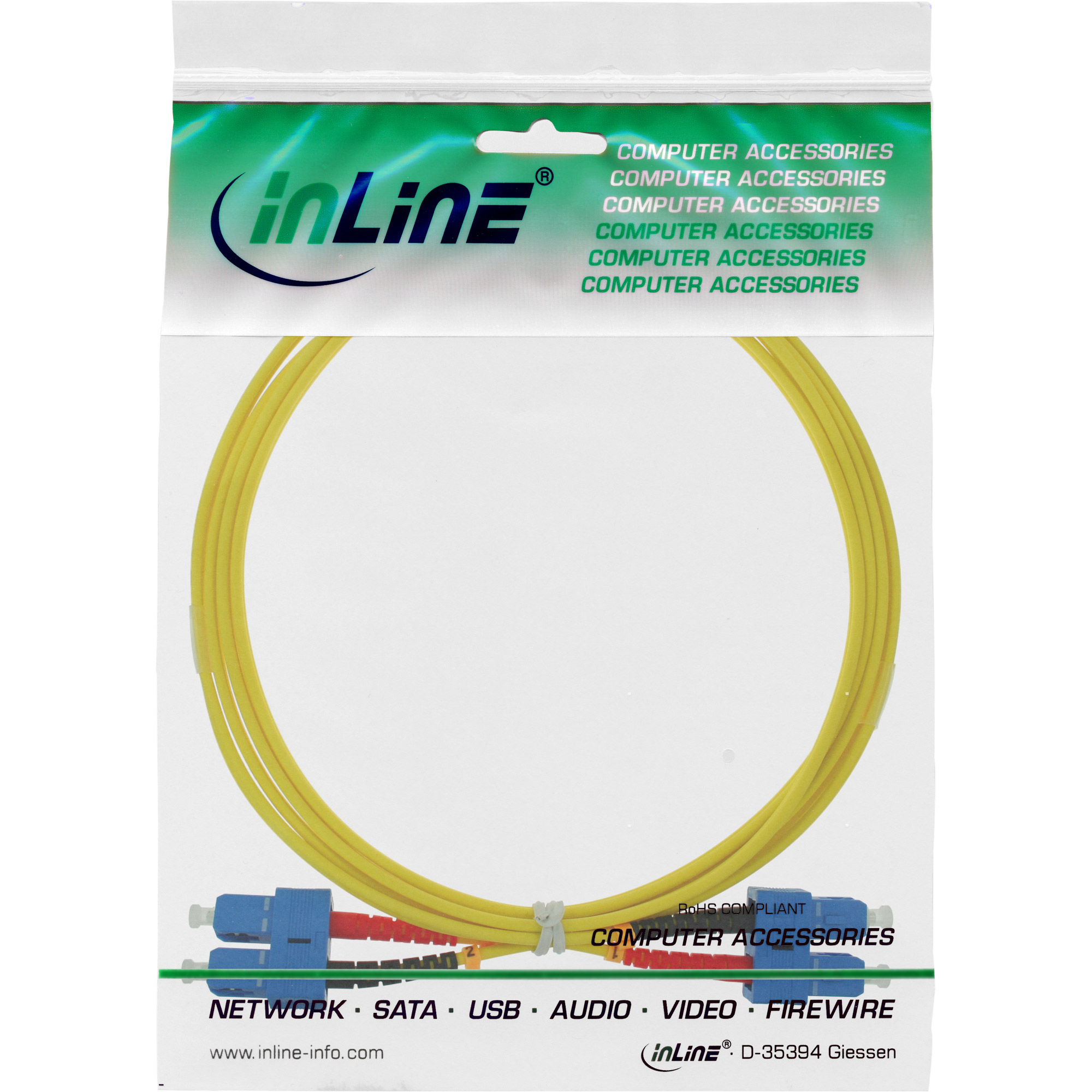 INLINE InLine® LWL Duplex 1m m OS2, Kabel, LWL, 9/125µm, 1 SC/SC, Kabel Patchkabel, Patchkabel