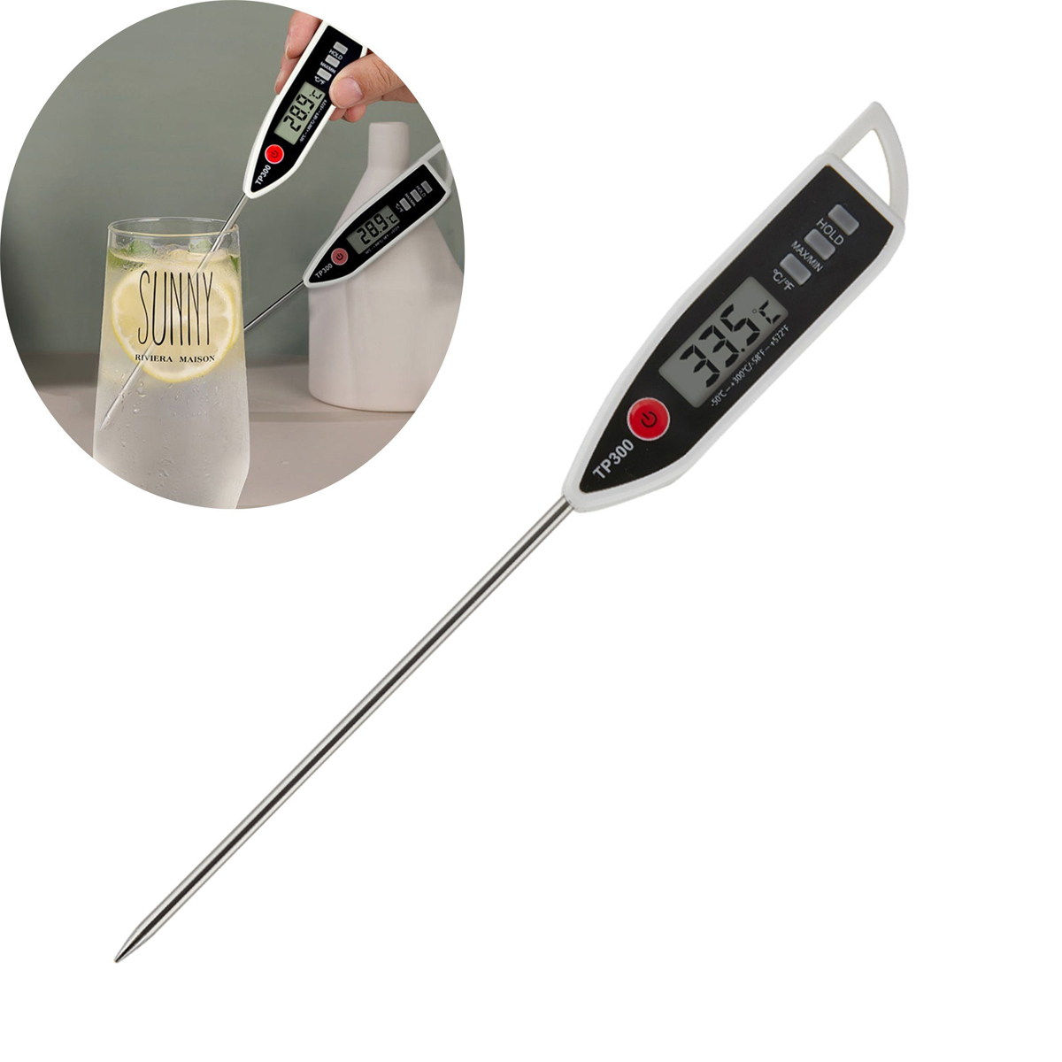 KÜLER Sondenthermometer, BBQ-Thermometer, Flüssigkeit, Fleischthermometer für Paste Wassertemperatur
