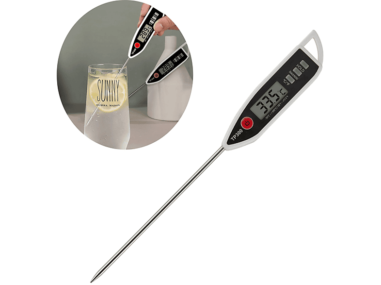 KÜLER Sondenthermometer, BBQ-Thermometer, für Flüssigkeit, Wassertemperatur, Paste Fleischthermometer 