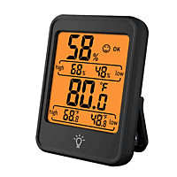 KINSI Raumthermometer Digitales Thermometer,Hygrometer Innen,Display mit Hintergrundbeleuchtung Hygrothermometer