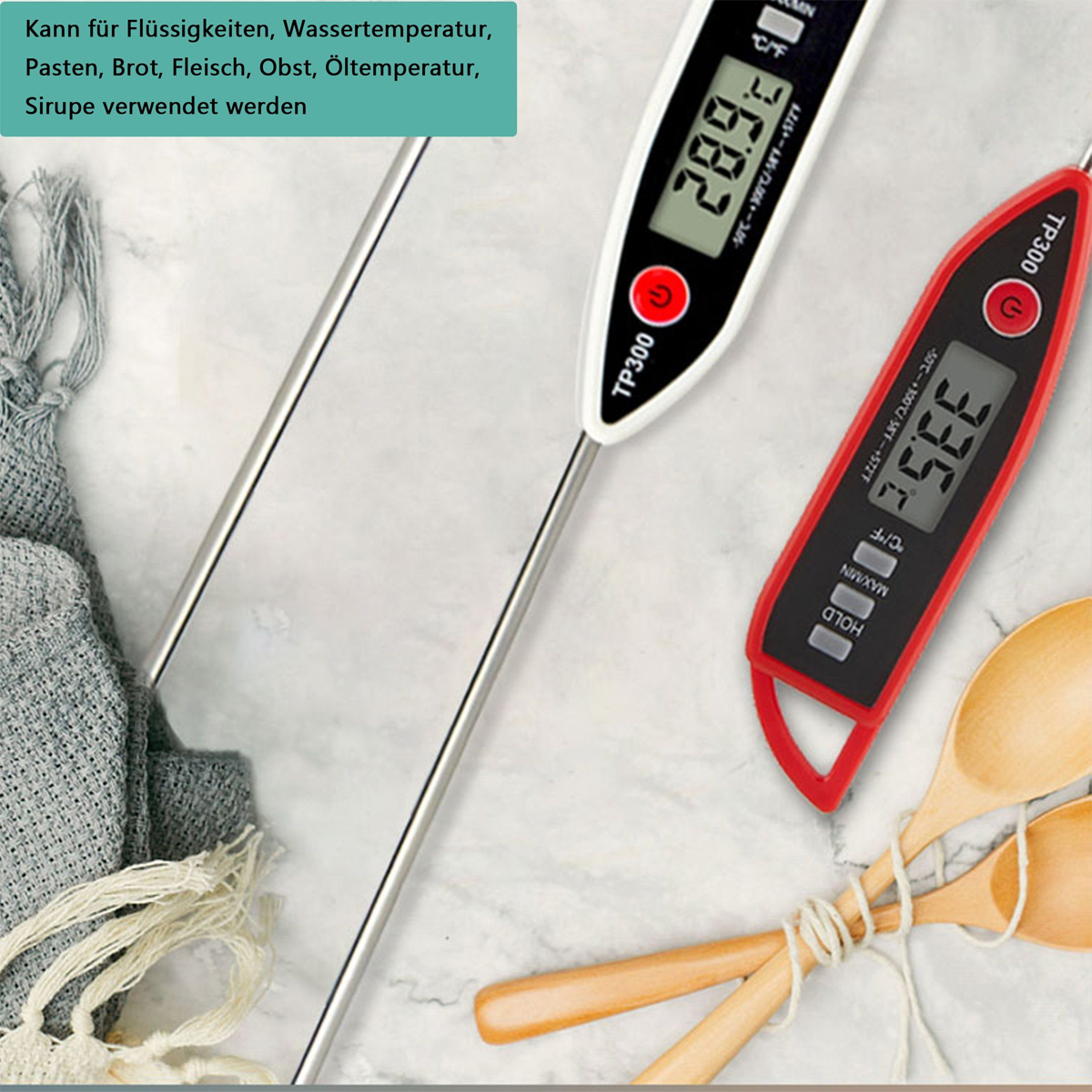 KÜLER Sondenthermometer, BBQ-Thermometer, Flüssigkeit, Fleischthermometer Wassertemperatur, Paste für