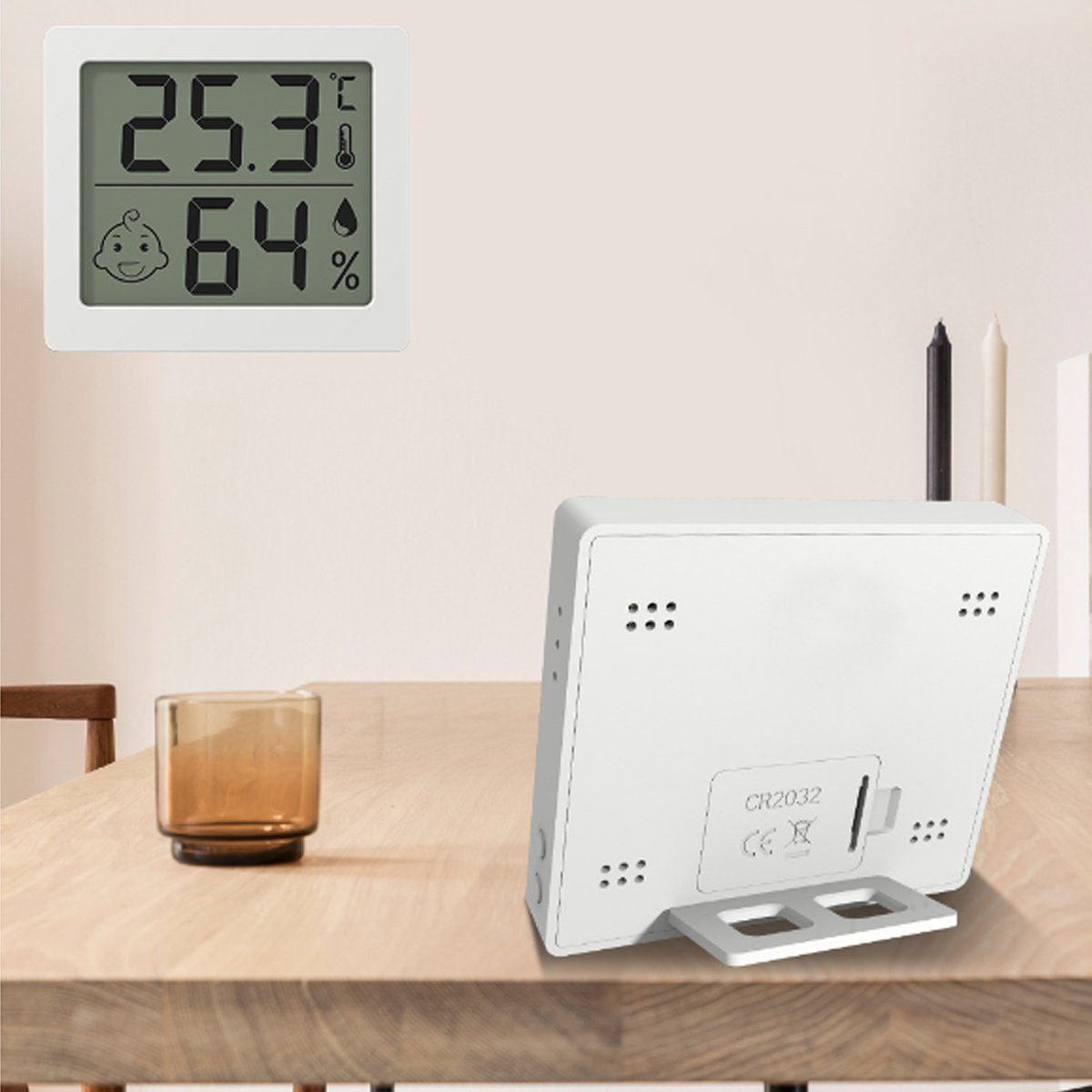 BABY JA Digitalthermometer, Thermometer, Hygrothermometer LCD Bildschirm Großer