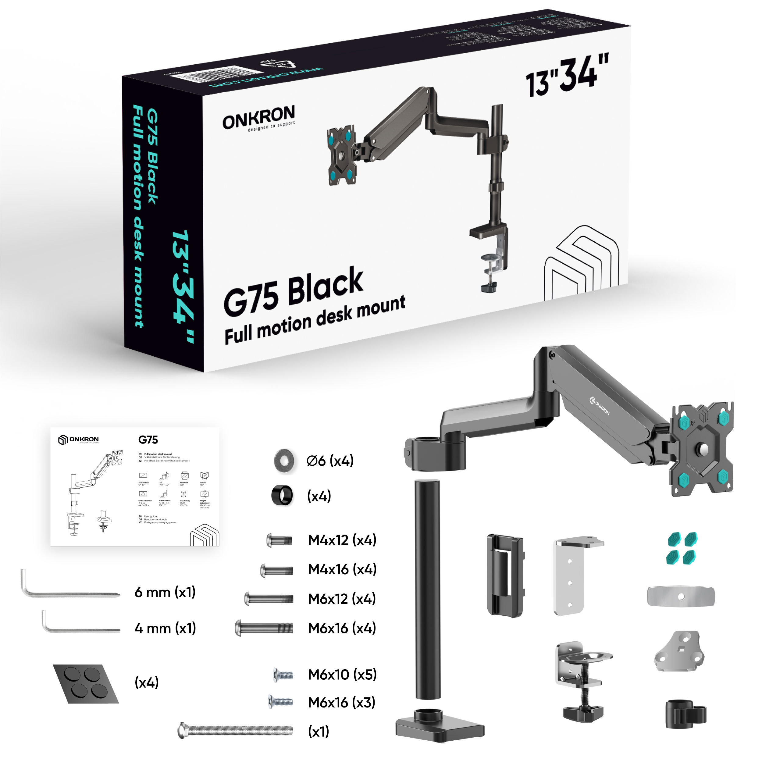 Zoll, schwenkbar, neigbar Halterung 13-34 ONKRON Monitor