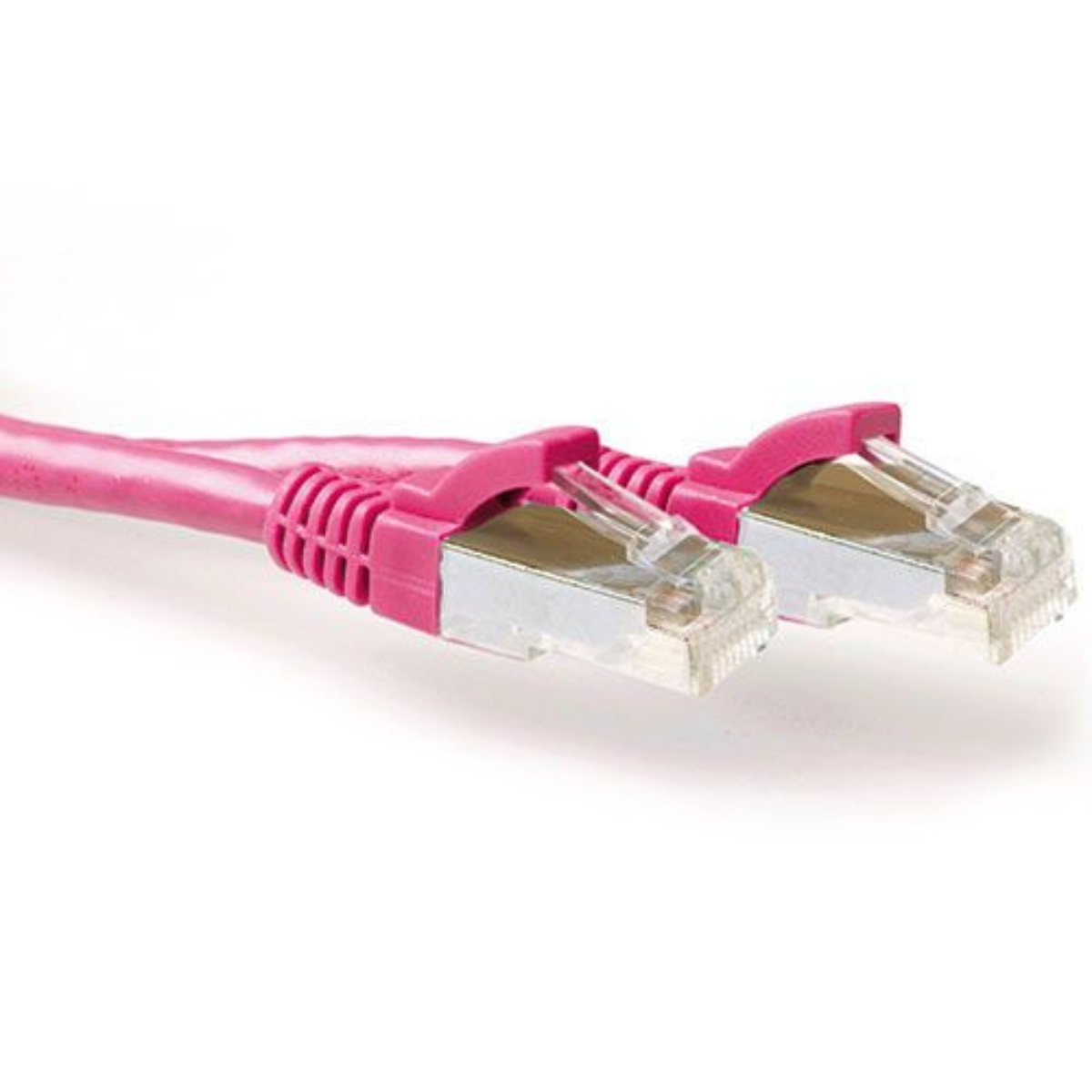 Rosafarbene Netzwerkkabel mit rosafarbenen Steckern.