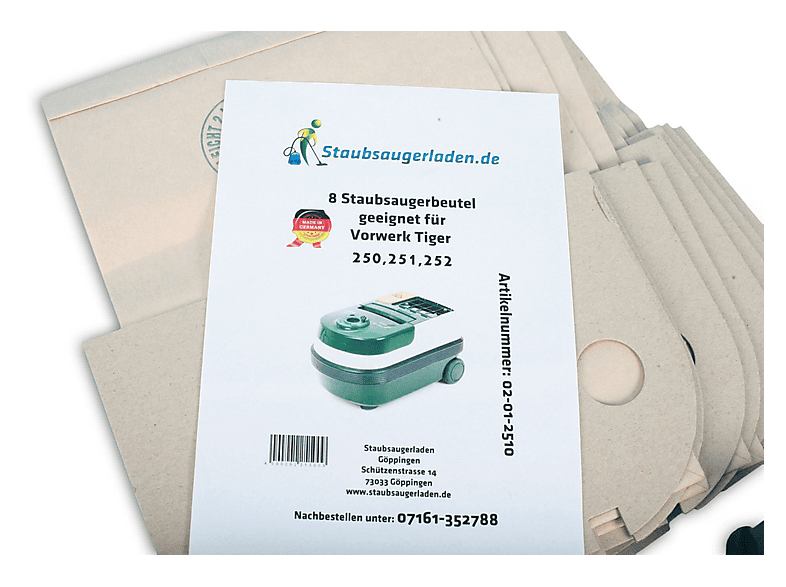 STAUBSAUGERLADEN.DE Sparset mit Hepafilter für Vorwerk Tiger 251, 252 Staubsaugerbeutel