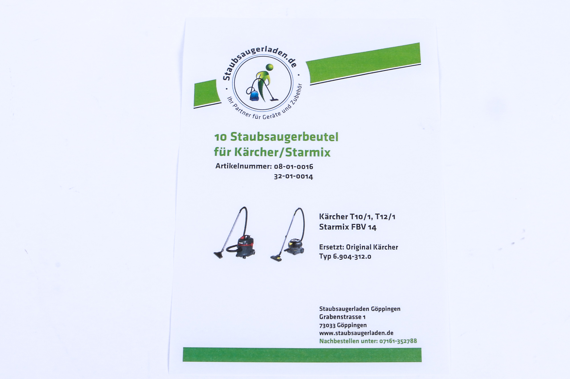 STAUBSAUGERLADEN.DE 10 Staubbeutel passend für Staubsaugerbeutel T 12/1 und Kärcher 14 FBV Starmix