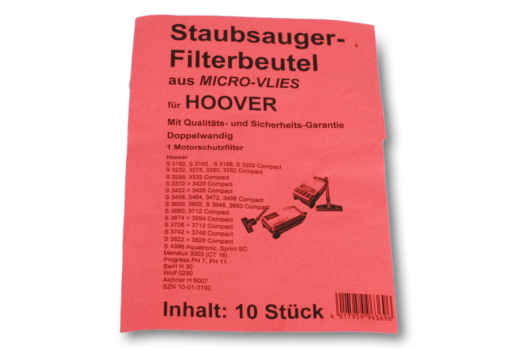 STAUBSAUGERLADEN.DE 10 Swirl Staubbeutel Hoover - für H30 f. Staubsaugerbeutel passend Compact Ersatz