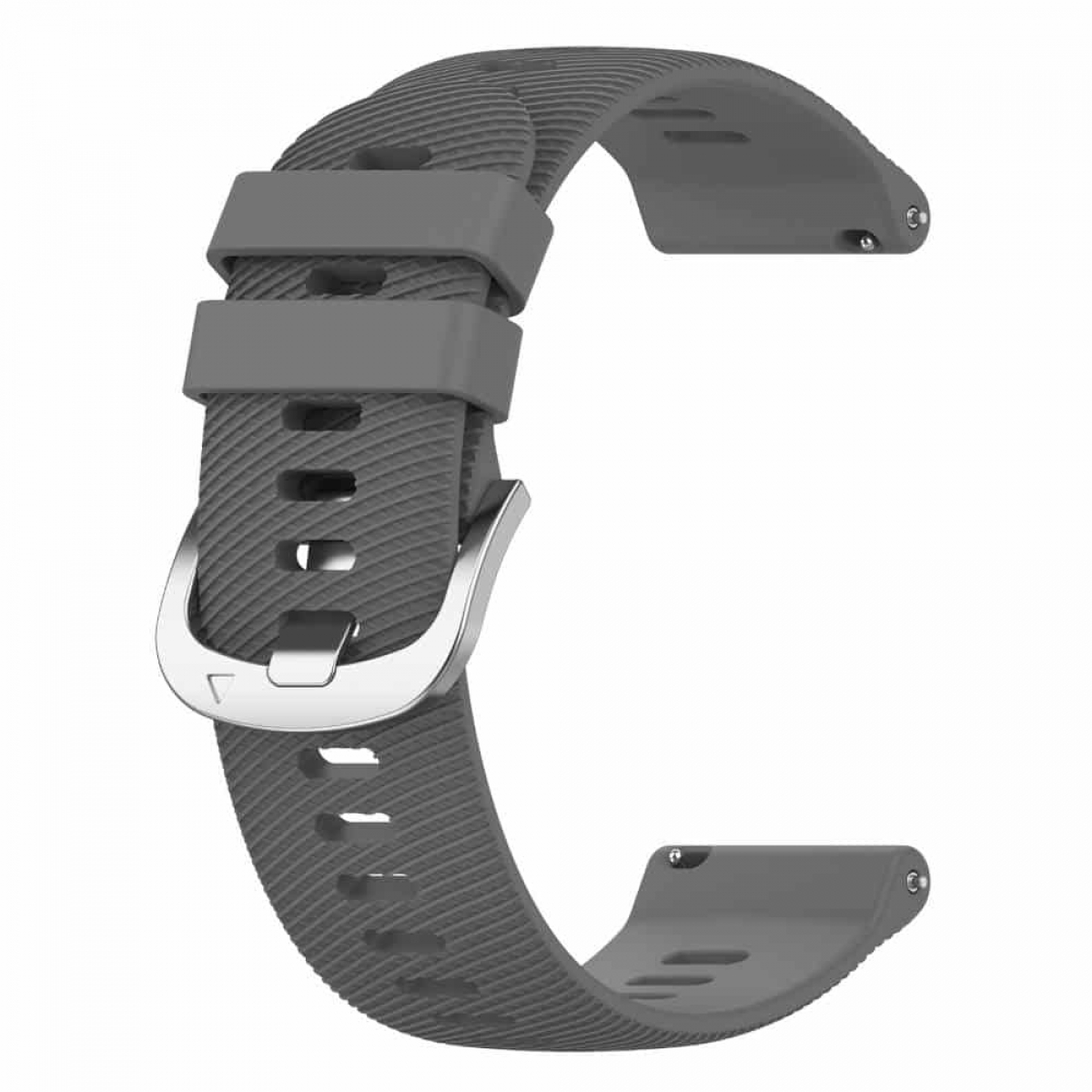 Graues Armband mit Schnalle und strukturierter Oberfläche.