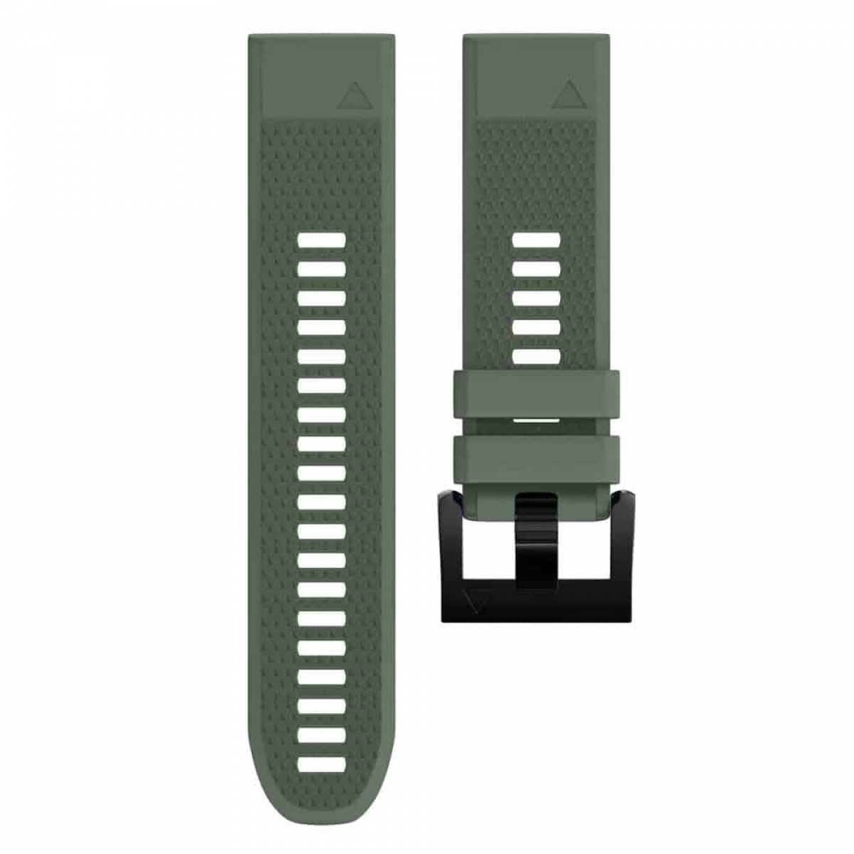 Zwei olivgrüne Uhrenarmbänder mit schwarzer Schnalle.