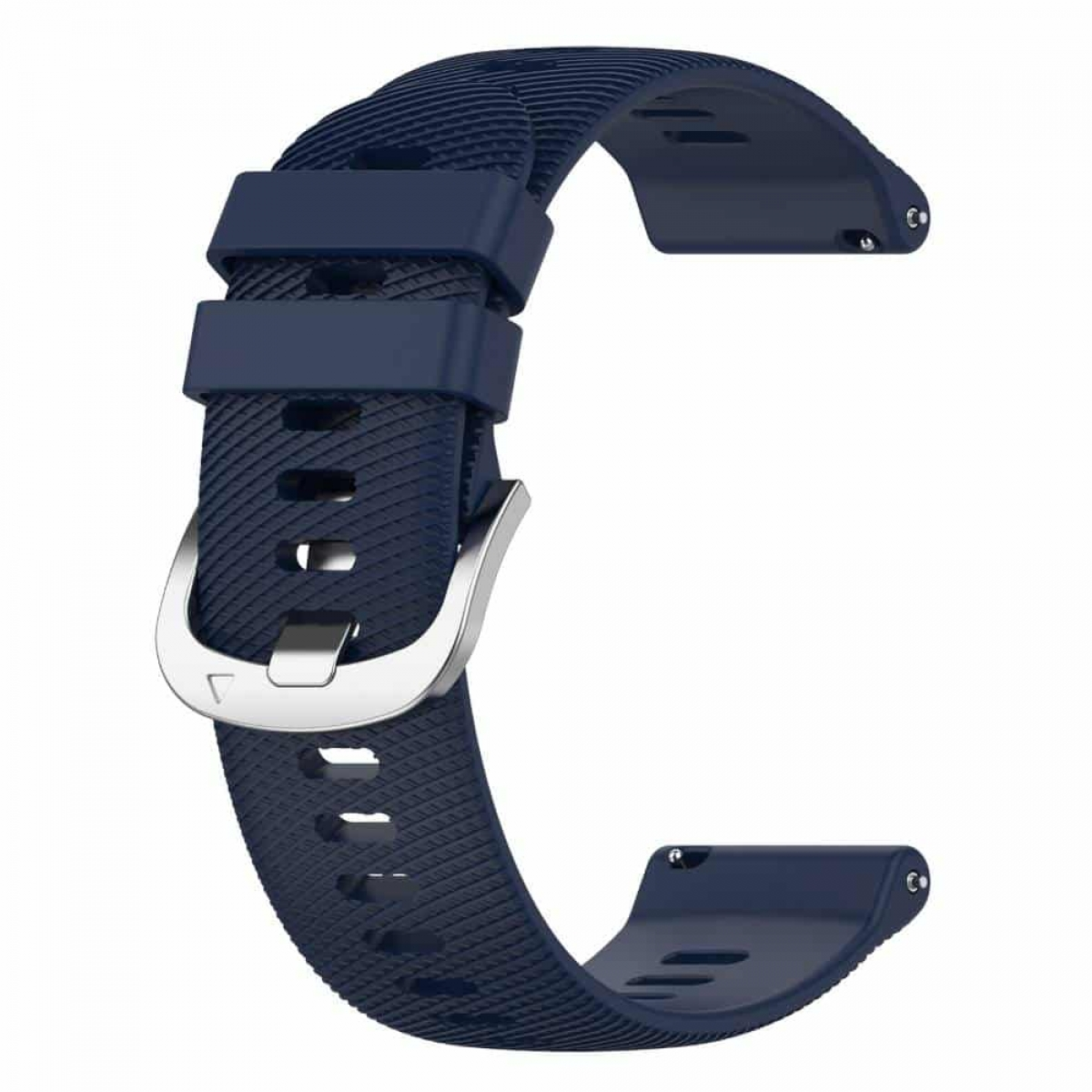 Dunkelblaues Armband mit Schnalle und strukturierter Oberfläche.